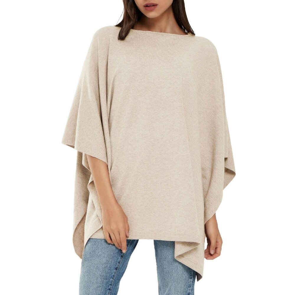 Soft Pullover Poncho Sweater Shawl Wrap Loose Fitting Baggy Top Fall Winter